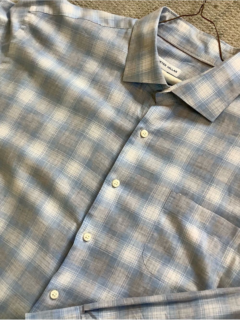Peter Millar Blue/Grey Plaid Cotton Preppy Shirt Casual - Men's XXL - NWOT